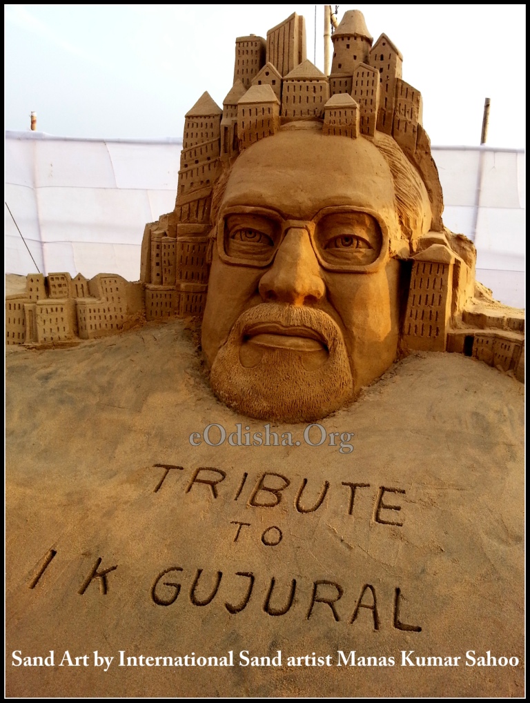 Tribute to Sri I K Gujral Sand Art by International Sand artist Manas Kumar Sahoo